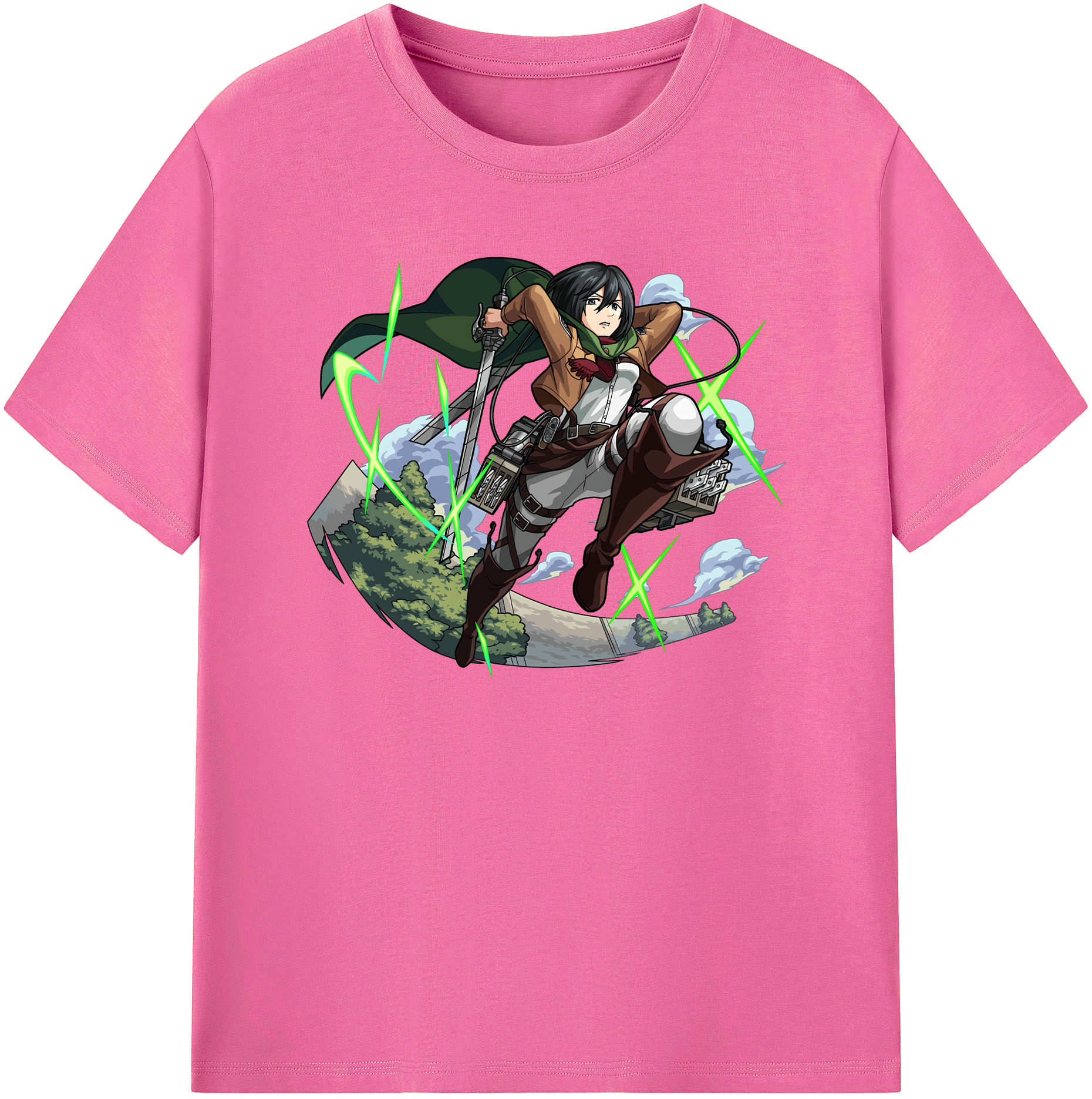 （画像用） 進撃の巨人 ミカサ·アッカーマン Attack on Titan Mikasa Ackerman レディースカジュアルプリントTシャツ（綿100％）